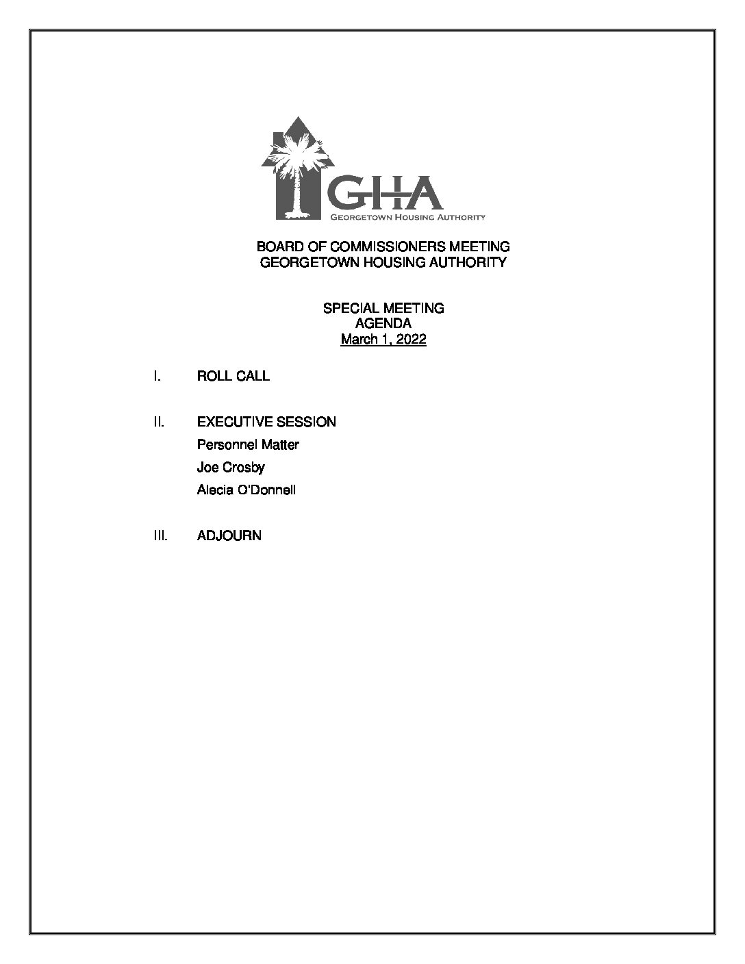 March 1 Special Meeting